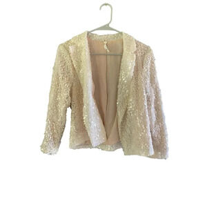 Willow & Clay Women's Cream Long Sleeve Blush Sequin Jacket Size Small